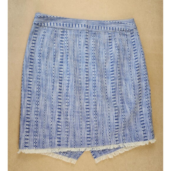 Loft Pencil Skirt Women’s Size 8 Tweed Fringe Faux Wrap Asymmetrical - Picture 5 of 8